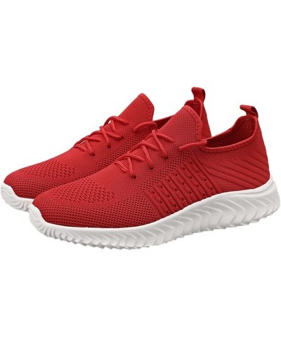 Mens Fashion Sneakers Suede Trim Low Top Lace Up Tennis Shoes Mens Casual Sneakers Soso Sneakers for Men Red $22.39 Athletic ...