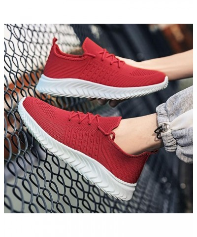 Mens Fashion Sneakers Suede Trim Low Top Lace Up Tennis Shoes Mens Casual Sneakers Soso Sneakers for Men Red $22.39 Athletic ...