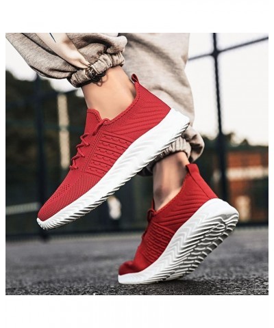 Mens Fashion Sneakers Suede Trim Low Top Lace Up Tennis Shoes Mens Casual Sneakers Soso Sneakers for Men Red $22.39 Athletic ...