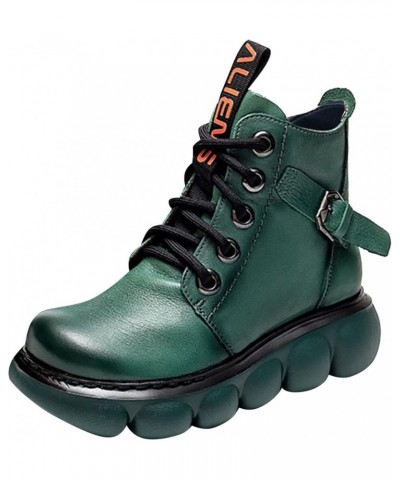 Cowboy Boots for Women Cowgirl Boots for Women Lace Up Knee High Boots Thick Heel Booties Z 13-green $26.07 Boots