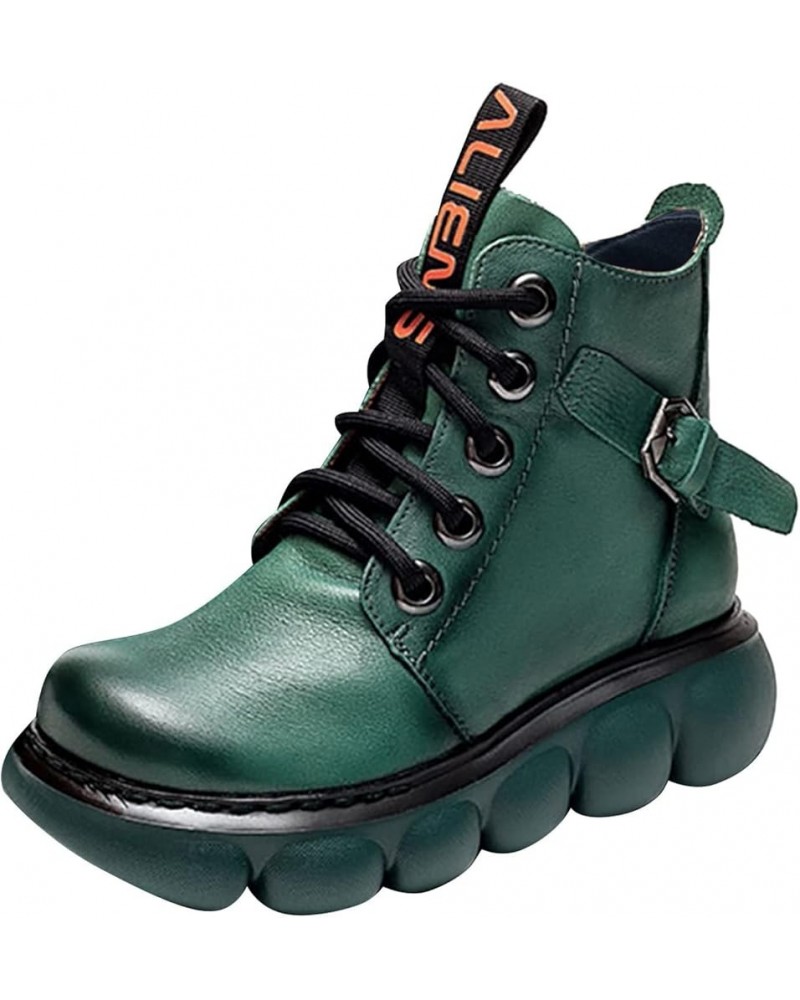 Cowboy Boots for Women Cowgirl Boots for Women Lace Up Knee High Boots Thick Heel Booties Z 13-green $26.07 Boots