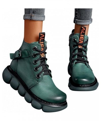 Cowboy Boots for Women Cowgirl Boots for Women Lace Up Knee High Boots Thick Heel Booties Z 13-green $26.07 Boots