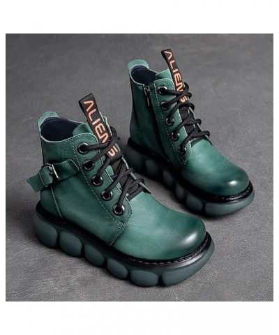 Cowboy Boots for Women Cowgirl Boots for Women Lace Up Knee High Boots Thick Heel Booties Z 13-green $26.07 Boots