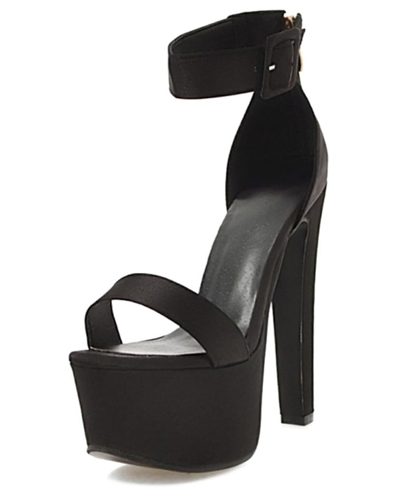 Sexy Sandals with High Stiletto and Thick Platform Dressy Sandals with Large for Wedding Parties Black $27.92 Sandals