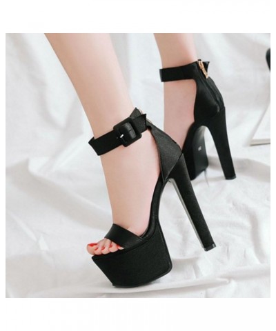 Sexy Sandals with High Stiletto and Thick Platform Dressy Sandals with Large for Wedding Parties Black $27.92 Sandals