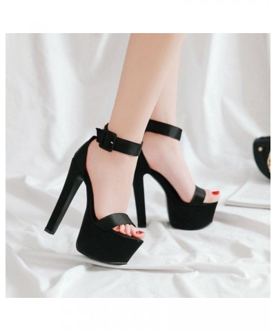 Sexy Sandals with High Stiletto and Thick Platform Dressy Sandals with Large for Wedding Parties Black $27.92 Sandals