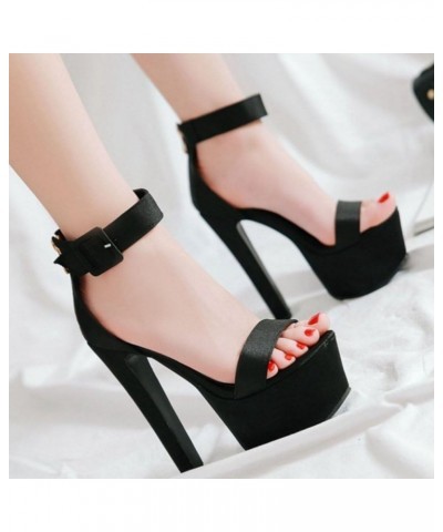 Sexy Sandals with High Stiletto and Thick Platform Dressy Sandals with Large for Wedding Parties Black $27.92 Sandals