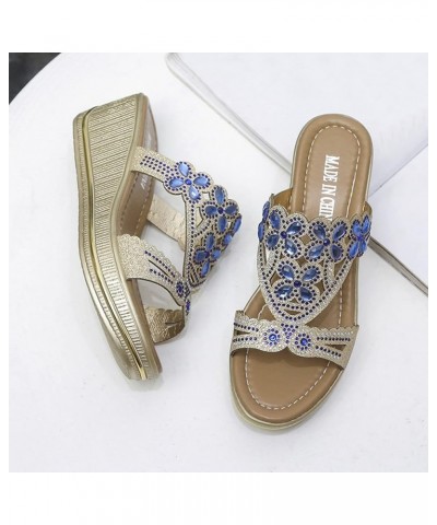 Womens Wedge Flip Flops Sandals,Womens Fashion High Heel Fashion Shoes Buckle Chunky High Heel Sandals Z 03-blue $25.06 Sandals