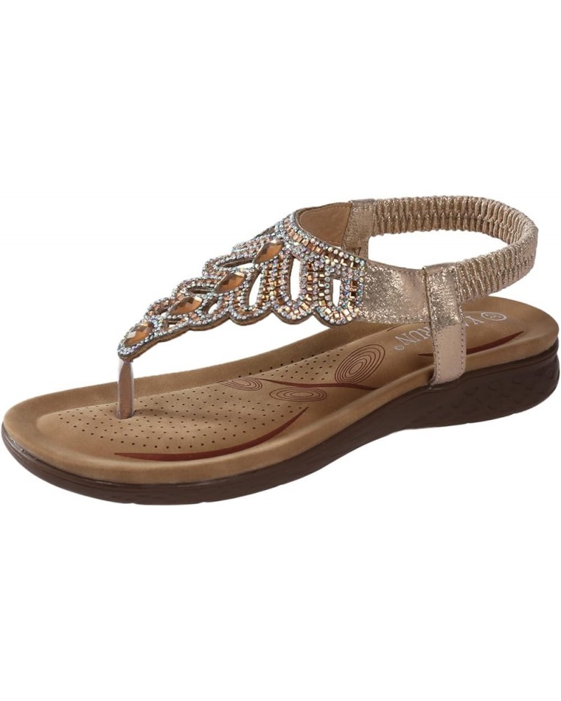 Women's Flip Flop Sandals Open Toe Two Strap High Heeled Sandal Beach Women's Cushion Higher Sandal Rose Gold $21.99 Sandals