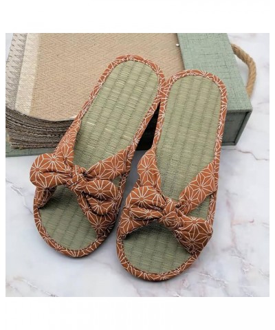 Slippers for Women Flat Slippers Comfortable Non Slip Sandals Silent Rattan Tie up Sandals for Women Low (Blue, 7.5) Brown 7....