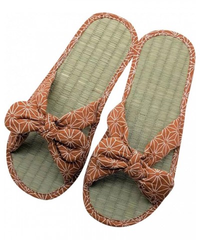 Slippers for Women Flat Slippers Comfortable Non Slip Sandals Silent Rattan Tie up Sandals for Women Low (Blue, 7.5) Brown 7....