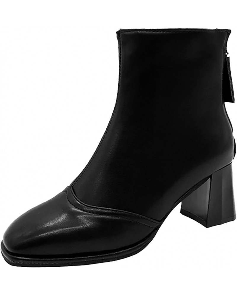 Womens Ankle Boots Low Mid Kitten Heels Zip Pointy Booties Women'S Ankle Boot Z 04-black $21.85 Boots