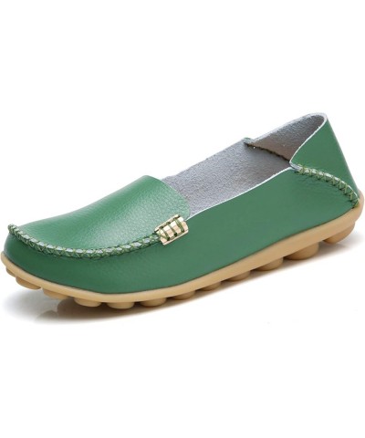 Women's Comfort Walking Boat Shoe Green $15.51 Loafers & Slip-Ons