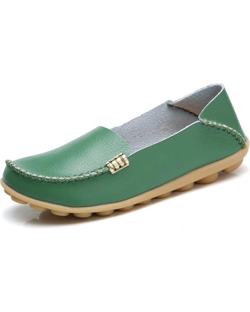 Women's Comfort Walking Boat Shoe Green $15.51 Loafers & Slip-Ons