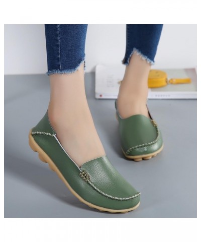 Women's Comfort Walking Boat Shoe Green $15.51 Loafers & Slip-Ons