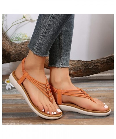 Women Summer Elastic Band Casual Open Toe Flat Comfortable Soft Sole Beach Shoes Sandals Womens Summer Flip Flop Sandals (Gre...