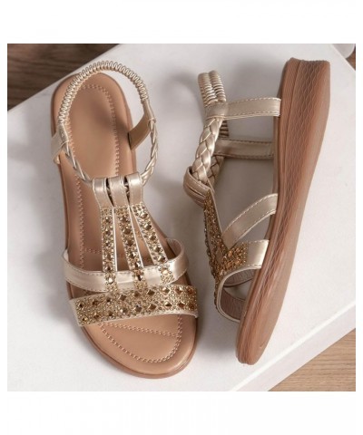 Sandals for Women Wedge Flat Open Toe Ankle Strap Espadrilles Sandals Lightweight Platform Shoes 13-nrny-gold-2 $12.44 Slippers