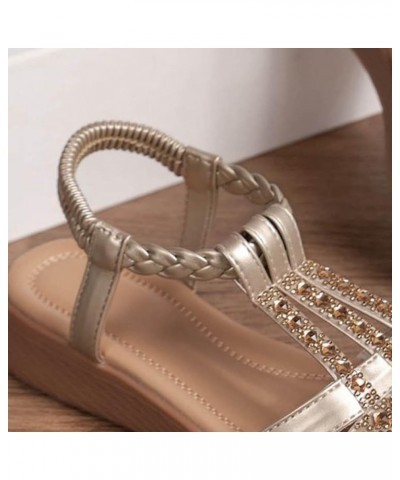 Sandals for Women Wedge Flat Open Toe Ankle Strap Espadrilles Sandals Lightweight Platform Shoes 13-nrny-gold-2 $12.44 Slippers