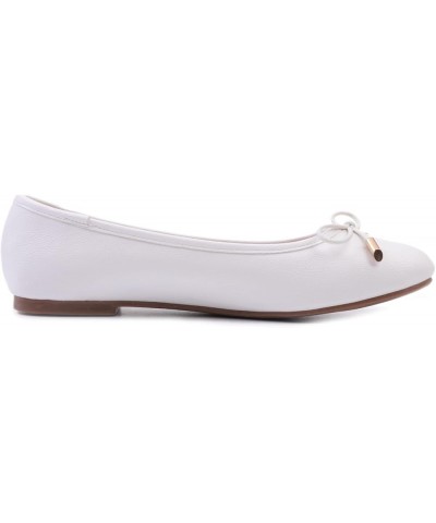 Women's Soft Cushion Comfort Round Toe Metal Trim Fashion Ballet Flats Walking Shoes White Grain Pu $8.49 Flats