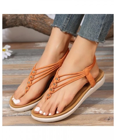 Women Summer Elastic Band Casual Open Toe Flat Comfortable Soft Sole Beach Shoes Sandals Womens Summer Flip Flop Sandals (Gre...