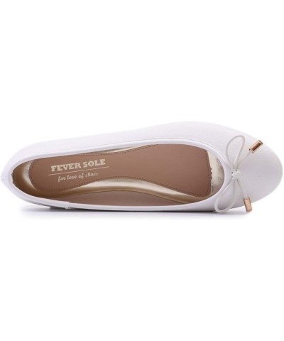 Women's Soft Cushion Comfort Round Toe Metal Trim Fashion Ballet Flats Walking Shoes White Grain Pu $8.49 Flats