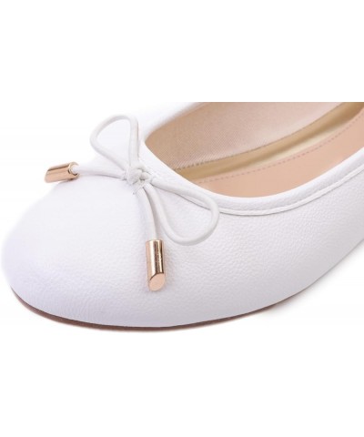 Women's Soft Cushion Comfort Round Toe Metal Trim Fashion Ballet Flats Walking Shoes White Grain Pu $8.49 Flats