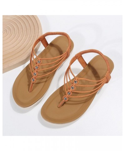 Women Summer Elastic Band Casual Open Toe Flat Comfortable Soft Sole Beach Shoes Sandals Womens Summer Flip Flop Sandals (Gre...