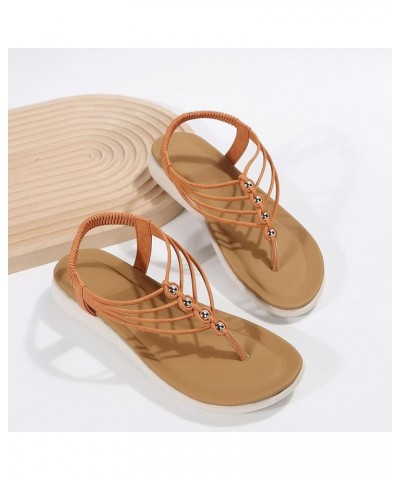 Women Summer Elastic Band Casual Open Toe Flat Comfortable Soft Sole Beach Shoes Sandals Womens Summer Flip Flop Sandals (Gre...