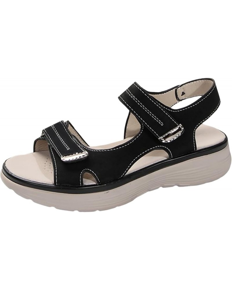 Sandals for Women Wedge Flatform Wedge Casual Sandal Stretch Lightweight Sandals Comfortable Outdoor Shoes 56-nrny-f-black $1...