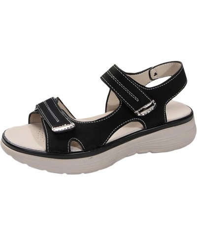 Sandals for Women Wedge Flatform Wedge Casual Sandal Stretch Lightweight Sandals Comfortable Outdoor Shoes 56-nrny-f-black $1...