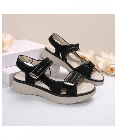 Sandals for Women Wedge Flatform Wedge Casual Sandal Stretch Lightweight Sandals Comfortable Outdoor Shoes 56-nrny-f-black $1...