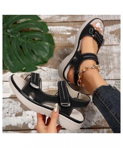 Sandals for Women Wedge Flatform Wedge Casual Sandal Stretch Lightweight Sandals Comfortable Outdoor Shoes 56-nrny-f-black $1...