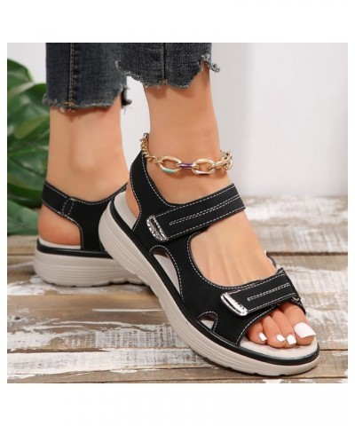 Sandals for Women Wedge Flatform Wedge Casual Sandal Stretch Lightweight Sandals Comfortable Outdoor Shoes 56-nrny-f-black $1...