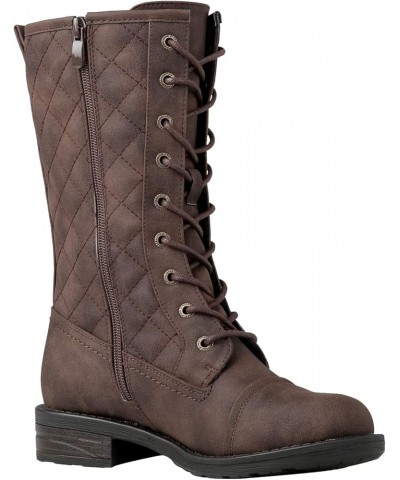 Women's Lace Up Miliraty Style Fashion Boots 19yy22brown $38.87 Boots