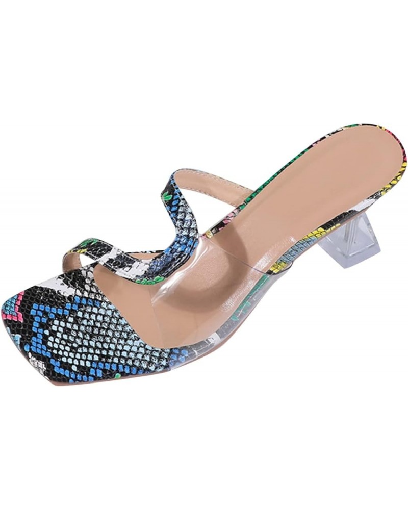 Fashion Summer Women Sandals High Heel Print Open Toe Fish Mouth Casual Style Womens Summer Sandals Size 9 Blue $16.87 Sandals