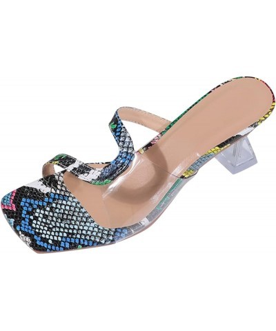 Fashion Summer Women Sandals High Heel Print Open Toe Fish Mouth Casual Style Womens Summer Sandals Size 9 Blue $16.87 Sandals