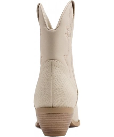 RIGGING ~ Women Western Stitched Pointe Toe Low Heel Ankle Mid Shaft Boots Cobra Nude $17.42 Boots