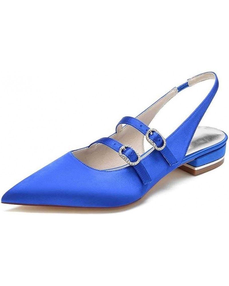 Women's Bridal Wedding Flat Shoes Ballet Flats Pull On Bride Pointed Toe Prom Evening Bridal Party Dress Flats Blue 38 $34.04...