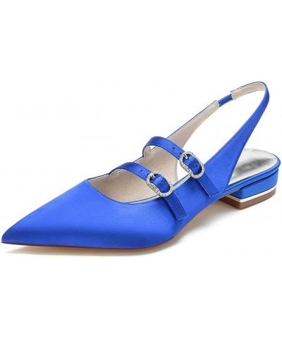 Women's Bridal Wedding Flat Shoes Ballet Flats Pull On Bride Pointed Toe Prom Evening Bridal Party Dress Flats Blue 38 $34.04...