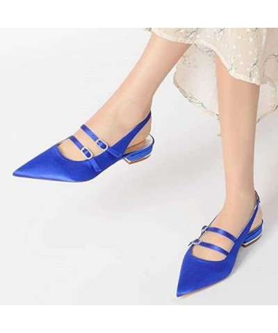 Women's Bridal Wedding Flat Shoes Ballet Flats Pull On Bride Pointed Toe Prom Evening Bridal Party Dress Flats Blue 38 $34.04...