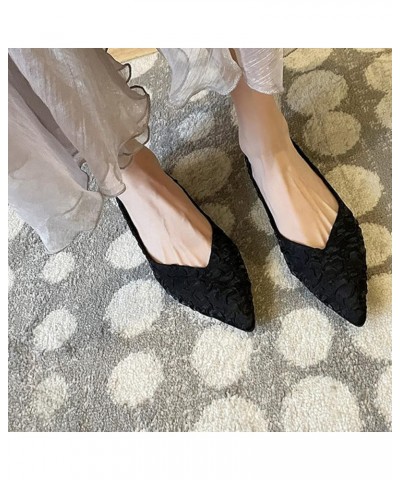 Closed Toe Flats for Women Comfortable Slip-on Working Shoes Autumn Lightweight Soft Sole Flat Shoe Black $31.79 Flats