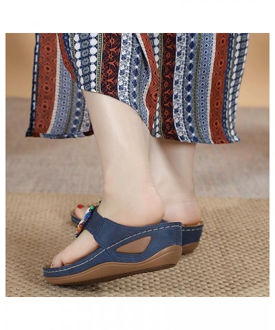 Womens Wedge Flip Flops Summer Comfortable Platform Bohemia Shoes Sandals with Arch Support Massage Function Casual Thong San...