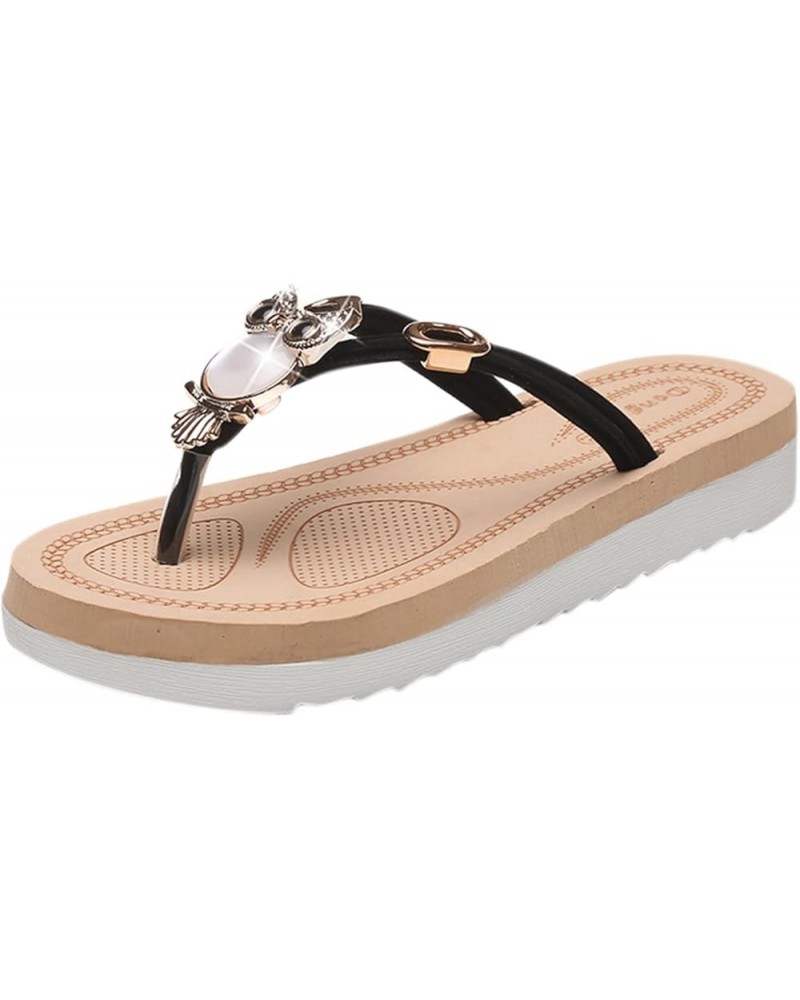 Women Sandals Wedges Platform Roman Casual Summer Ankle Buckle Strap Zip Up Beach Comfort Sandals for Womens Black $9.74 Sandals