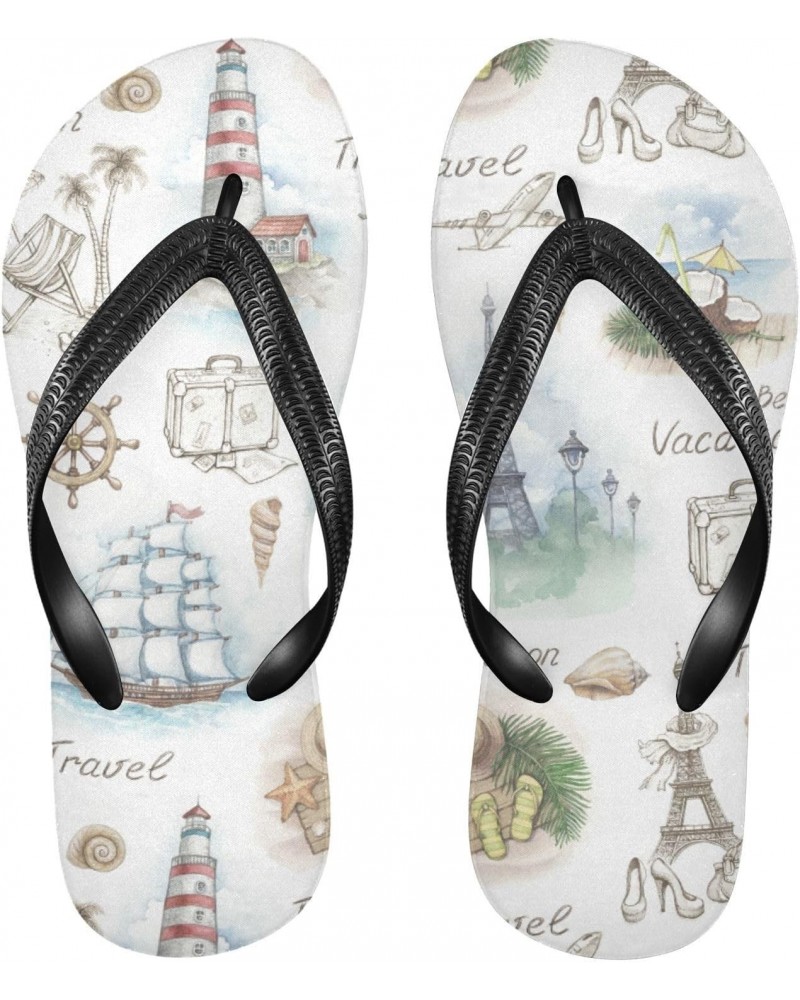 Travel Landscape Pattern Flip Flop Sandal Men's and Women's Summer Sandal | Beach & Water Shoes(311) $13.49 Sandals