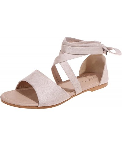 Flat Strappy Sandals For Women Dressy Womens Sandals Strap Sandals For Women Sandals For Womens Strappy Low Heels Rhin Khaki-...