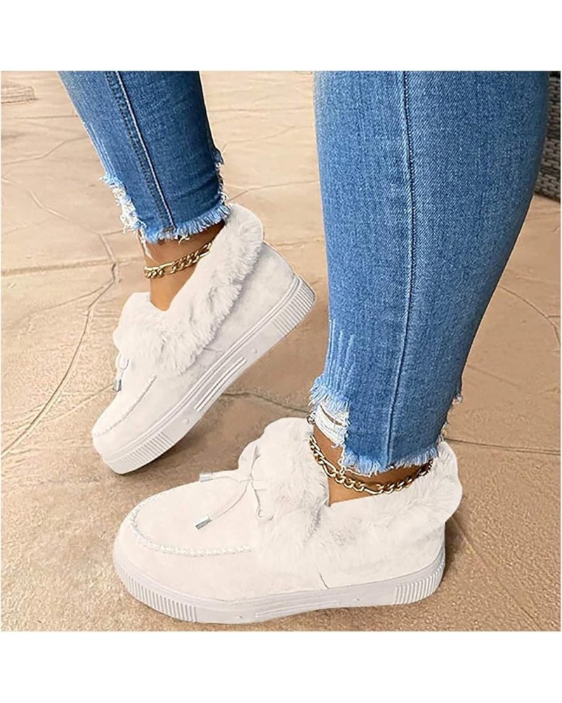 Women Casual Fashion Flat Boots Platform Shoes Slipper Winter Warm Durable Fur Lining Ankle Booties Loafer Platform Shoes Non...