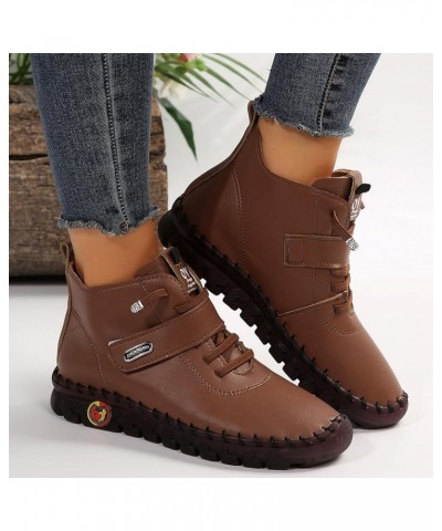 Womens Boots Fashion Lug Sole Zipper Insulated Warm Boots for Women Lace Up Anti-Slip Winter Ankle Boots Shoes Brown $17.33 B...