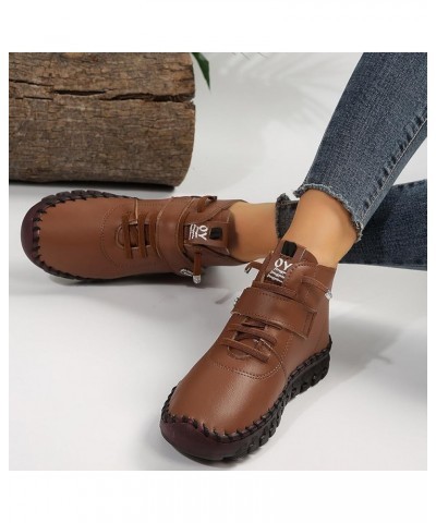 Womens Boots Fashion Lug Sole Zipper Insulated Warm Boots for Women Lace Up Anti-Slip Winter Ankle Boots Shoes Brown $17.33 B...