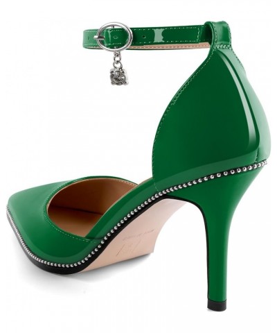 Womens High Heels Beaded Pumps Stiletto Ankle Strap Pointed Toe D'Orsay Heel Dress Shoes Patent Leather 3.5 Inch Green $26.23...