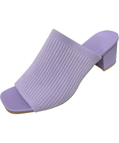 Women Higher Sandal Gladiator Low Heel Flip Flops Pump Sandals Adjustable Ankle Strap Dress Pumps Shoes Purple $20.87 Sandals